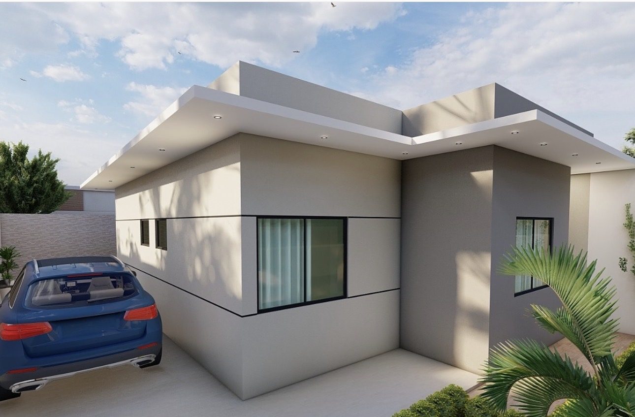 Projeto da fachada com vaga de garagem