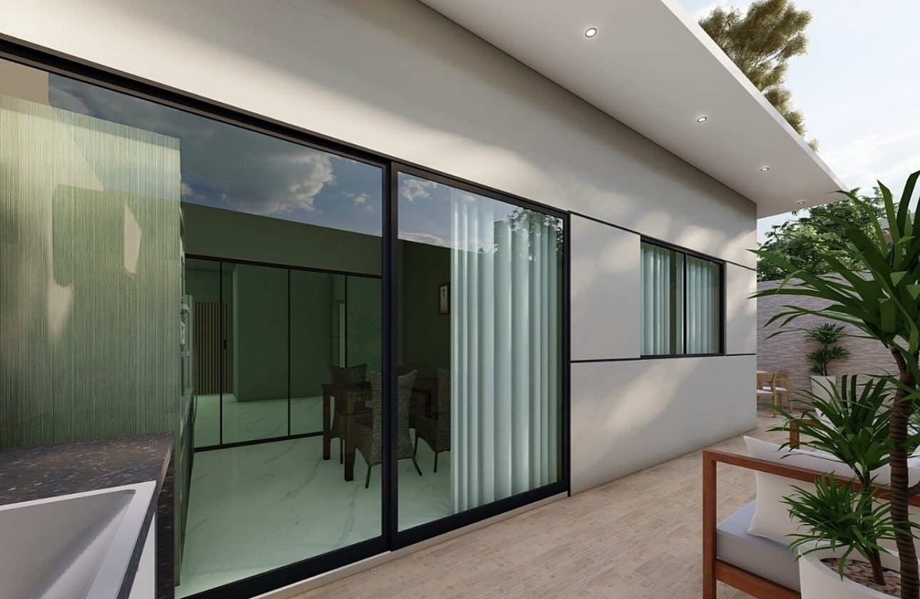 Portas de vidro da sala para a área externa